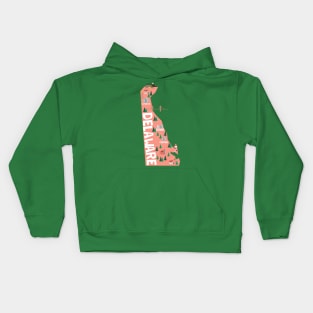 Delaware illustrated map Kids Hoodie